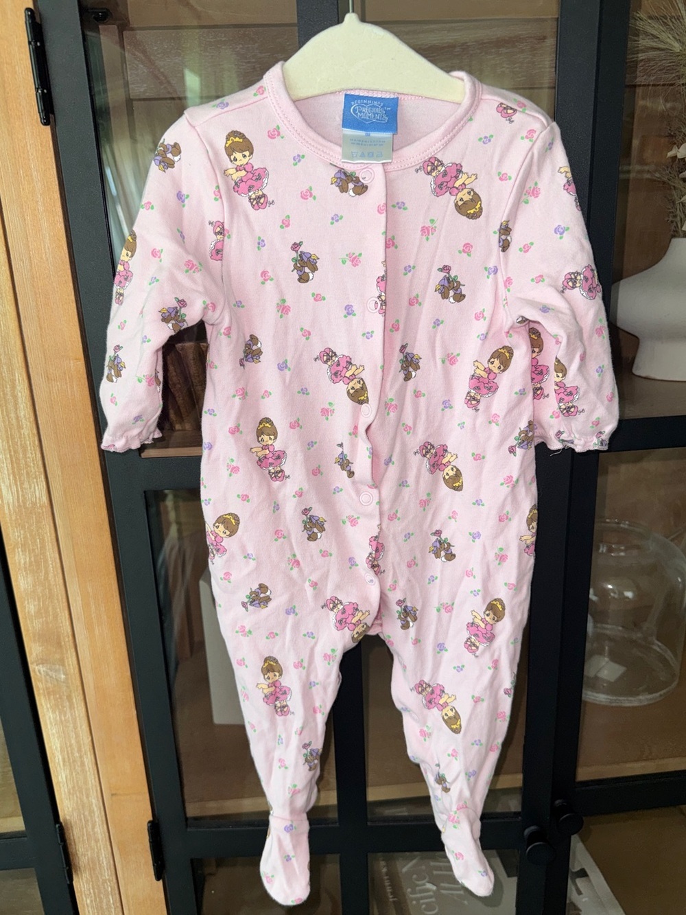 Vintage 2009 Precious Moments footies y2k baby girl onesie coverall floral bunny
